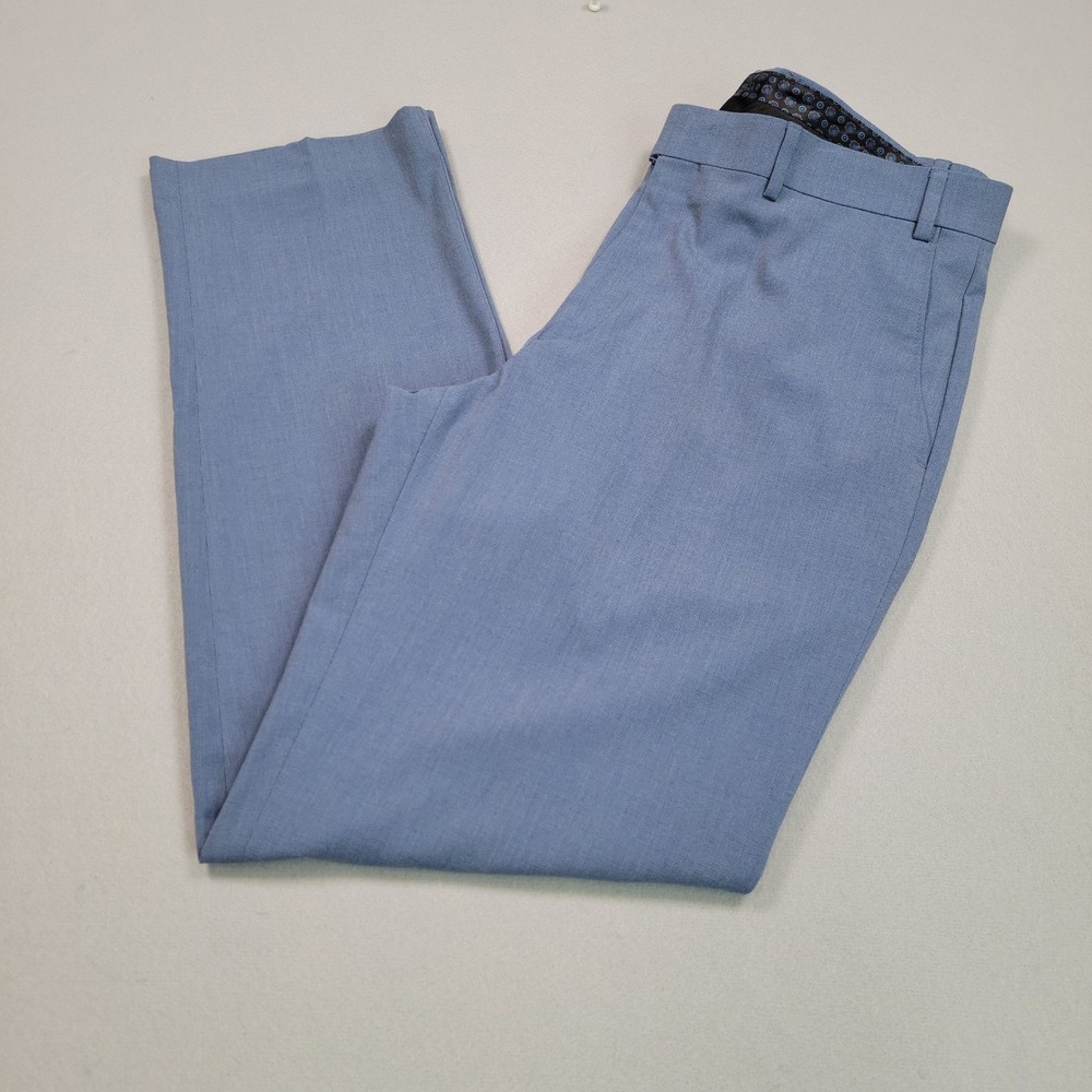 Michael Kors Mens Dress Pants Light Blue 36W x 32L Flat Front Slim Fit Stretch